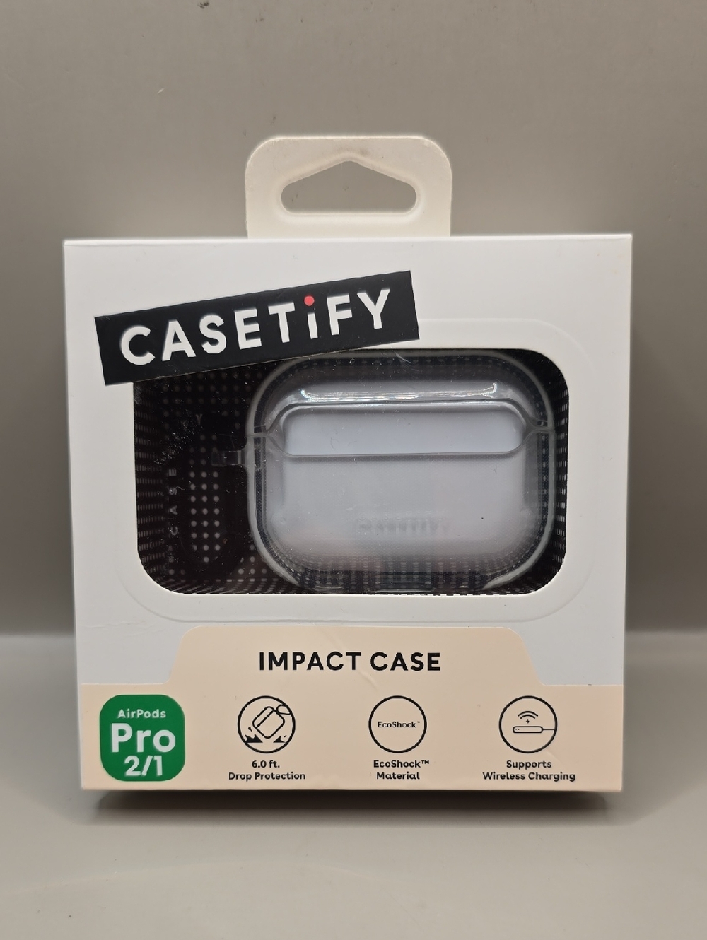 CASETiFY Impact Case for Airpods Pro 2/1 Clear/White/Black Logo Drop Protection
